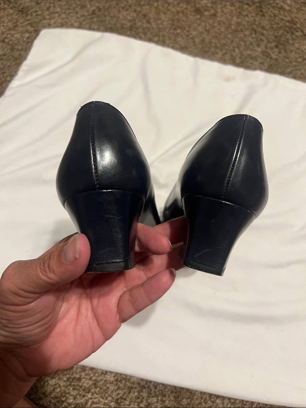 Salvatore Ferragamo black leather heels.
Size 8 1/2 AA. - Picture 7 of 8